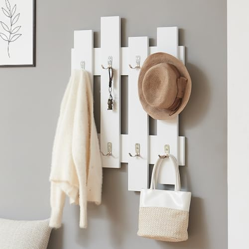 [en.casa] Wandgarderobe Raseborg Flurgarderobe mit 16 Haken Garderobe Garderobenpaneel Diele max. 5 kg Kleiderhalter 60 x 80 cm Weiß