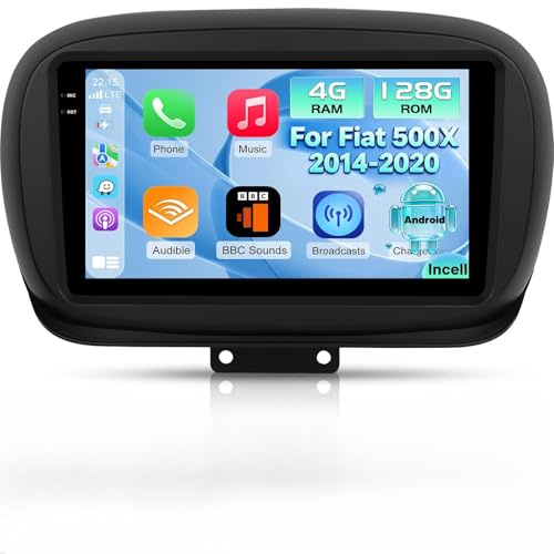 4G+128G Android Autoradio per FIAT 500X 2014-2020 con Wireless Carplay & Android Auto, Schermo Touch IPS 9 pollici con GPS, WiFi, EQ, Bluetooth 5.0, Radio FM/RDS