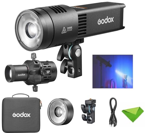 Godox RS100R 1K RGB LED Video Light with SP36K Projection Attachment, 1800-10000K Photography Flashlight, 14 FX Light Effects, CRI≈95, TLCI≈95, 0.1% Brightness Adjustment, Godox S Mount Light