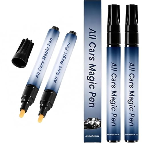 2PC All Cars Magic Pen Unidades para Pintura de Coche, Pluma De Retoque del Coche,Bolígrafo de Reparación Arañazos Coches, Corrector para Rayas Leves, Roces y Daños Superficiales en Auto