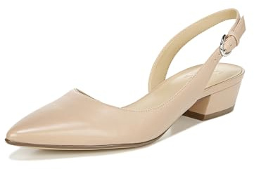 Naturalizer Women’s Banks Slingback Pumps | Crème Brulee Leather | Pointed Toe Low Block Heel Shoes | Comfortable Court Shoes in Wide Fit | UK 5