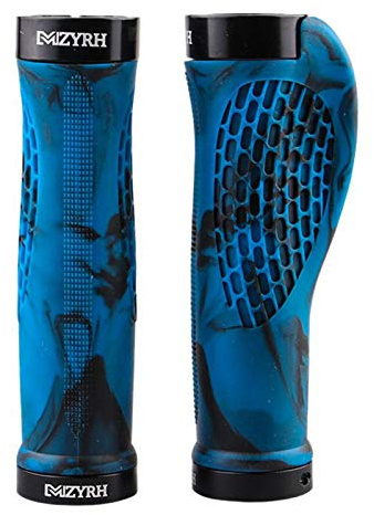 2 Pcs Bike Handlebar Grips Widen Holding Ergonomic Bicycle Grips Soft Rubber Double Locking Handle Grips CAMO for Bicycle Mountain BMX (Blue)