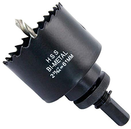 Sega a tazza 61mm LAIWEI fresa a tazza con mandrino A2 Heavy Duty, 4341 Punte in acciaio, Profondità di taglio 38mm, Per forare legno, profili in alluminio, PVC e tubi in metallo