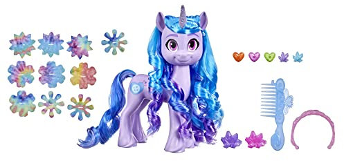 My Little Pony: A New Generation Magische Einhornstyles Izzy Moonbow, Exklusivspielzeug – Ponyfigur, 17 Haaraccessoires