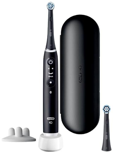 Oral-B iO 6S Svart Eltandborste, 2 Tandorsthuvuden, 1 Resefodral, Designed By Braun, Elektrisk Tandborste, Oral B
