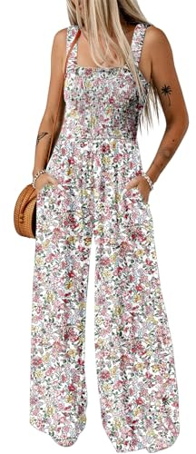 Dokotoo Loose Jumpsuits for Women Overalls Oversized Solid Color Wide Leg One Piece Sleeveless jumpsuit Long Pant Romper with Pockets 2026 Fashion Printed Light Pink Large