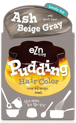 eZn Pudding Hair Dye, Ammonia-Free, Semi-Permanent DIY Korean Hair Dye Color with Keratin, Odorless Gentle for Sensitive Skin No Skin Irritation (Ash_Beige_Gray)