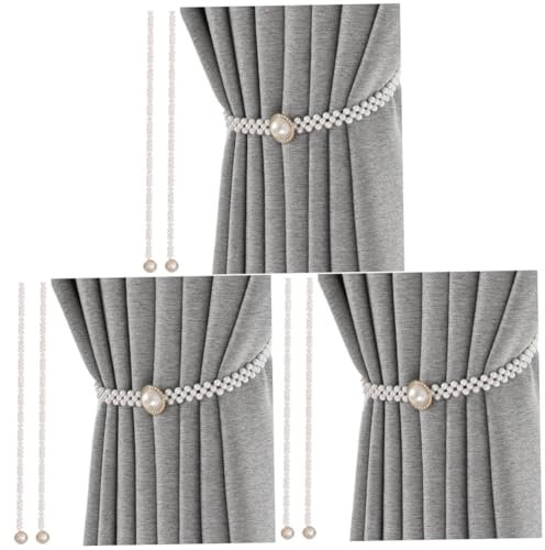 Cabilock 3 Series Corbata De Perla Postes De Cortina Clips De Cortina Ganchos para Cortinas Visillos para Ventanas Retención Perla para Cortina Alzapaños De Cortina 2 Piezas X 3
