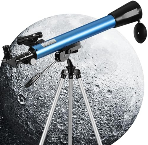 Telescopio con cercatore di punti rossi, telescopio astronomico multistrato con apertura da 50 mm per bambini e principianti, treppiede retrattile, con adattatore per telefono