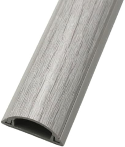 Unikicool Cache Cable Sol Bois,PVC Goulotte Passe Cable Sol,Cache Fil Électrique Auto Adhésif,Guide câble au Sol Semi Circulaire,Flexible,Évitez Les Risques,pour Bureau,Maison,usines,garages