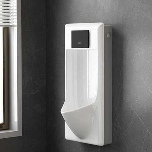 Orinatoio intelligente da parete per uomo, in ceramica commerciale, per esterni, per bagno, hotel, dormitori, bar e garage (grigio)