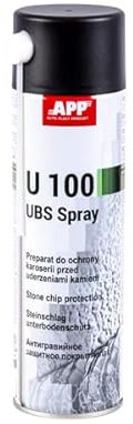 APP U100 Spray - Protection Bas de Caisse Anti gravillon | Spray de Protection pour carrosserie Flexible en Caoutchouc avec des propriétés antirouille, antigravillon et insonorisantes | 500 ML | Noir