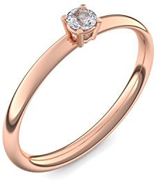 Rotgold Ring Bergkristall 585 + inkl. Luxusetui + Bergkristall Ring Rotgold Bergkristallring Rotgold (Rotgold 585) - Concinnity Amoonic Schmuck Größe 54 (17.2) AM161 RG585BKFA54