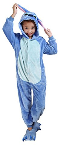 Auspicious beginning Stitch Pyjama pour enfants - Costume d'animal - Combinaison de nuit - Kigurumi, bleu, 125(Height 138-148CM)