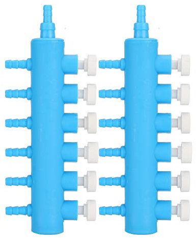 2 Stück Aquarium Luftverteiler Luftverteilerrohr Einstellbarer Shunt mit Ventil Kunststoff Blau Weiß Aquarium Sauerstoffpumpenadapter Zubehör (2 Wege, 3 Wege, 4 Wege, 5 Wege, 6 Wege)(One Point six)
