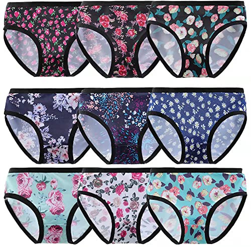 Anntry sous-vêtements en Coton Doux pour Tout-Petits Culottes pour bébés Ensemble de 9 Slips pour Filles Culottes de 2 à 14 Ans (6-8 Ans, Couleur-1)