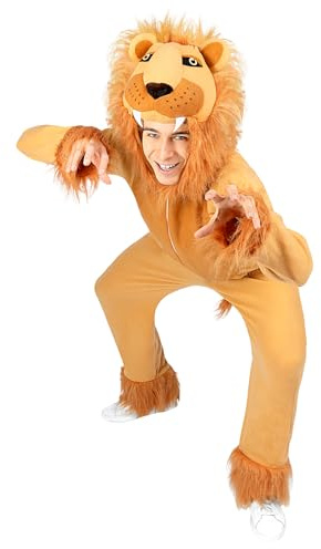 Funidelia Disfraz de león para hombre y mujer, Animales, Desierto, Incluye mono con cabeza y cola - Traje para adultos para fiestas, Carnaval y Halloween, Talla L-XL