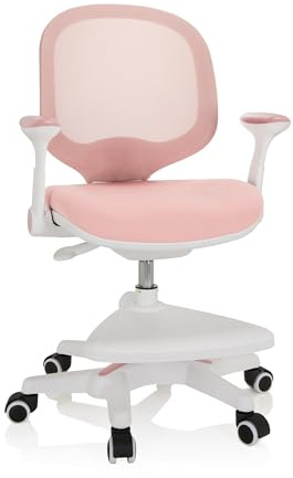 hjh OFFICE 736412 Barnstol KID ERGO - Växer med barnet tack vare expanderbart sittdjup, Fällbara armstöd för mer rörelsefrihet, Praktiska fotstöd justerbara i höjdled, svängbara, Från 4 till 14 år