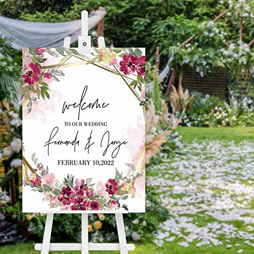 Panneau de bienvenue en bois pour mariage - Panneau de bienvenue vertical en bois - Panneau de bienvenue pour réception de mariage - 61 x 45,7 cm