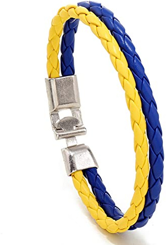 ATEIELLI Pulsera Azul Amarillo Colores Bandera Ucrania Unisex Pulseras PU Cuero jwb340, Eine Grösse, Cuero sintético