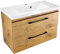 Waschbecken mit Unterschrank 80 cm Breit Girona, Waschbeckenunterschrank Hängend mit Schubladen, Waschtischunterschrank, Waschbeckenunterschrank Holz (Lancelot-Eiche) - Mineralguss Waschtisch