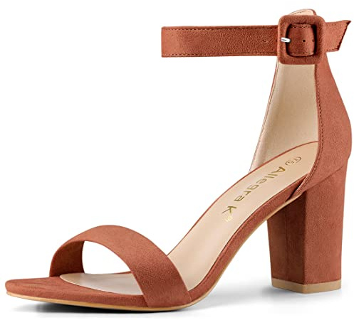 Allegra K Sandales à bout ouvert Chunky à talon haut pour femme brun 38
