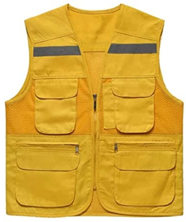 RUTAVM Warnweste Reflektorweste Reflektierender Anzug Polyesterfaser Reflektierende Sicherheitsweste mit Silberstange for Nachtlaufjoggen geeignet Sicherheitsweste (Blue : Yellow, Size : 3XL)