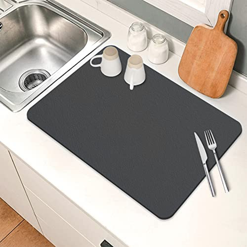 Drying Mat for Kitchen Counter, 19.7*15.7 Quick Dry Dish Draining Mat Draining Board Mats, Non-Slip Draining Mat Drying Mat for Kitchen Counter(Grey-50cm*40cm)