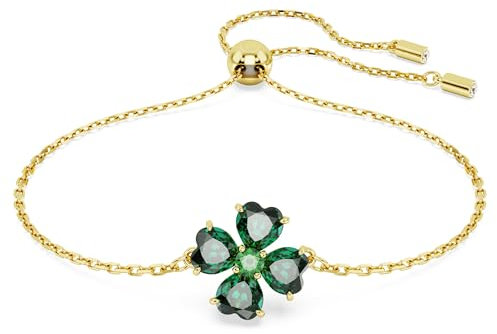 Swarovski Bracelet Idyllia, Tailles variées, Trèfle à quatre feuilles, Vert, Placage de ton or
