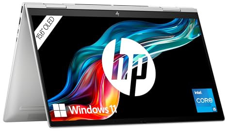 HP Envy x360 2-in-1 Laptop | 15,6 FHD OLED Touchdisplay | Intel Core i5-1335U | 16 GB DDR5 RAM | 512 GB SSD | Intel Iris Xe | Windows 11 Home | QWERTZ Tastatur | Natural Silver, Silber
