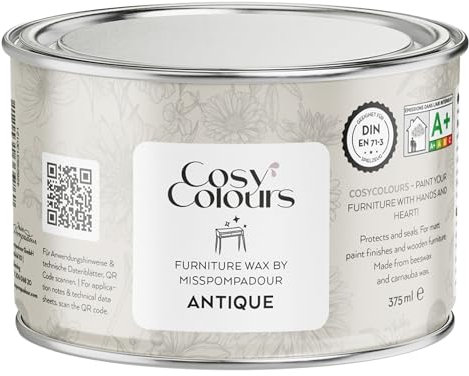 MissPompadour Wachs antik für Möbel 375ml - Holzwachs, Möbelwachs Innen - Holzpflege, Möbelpolitur aus Bienenwachs & Carnaubawachs - Versiegelung für Kreidefarbe für Möbel - Made in Germany