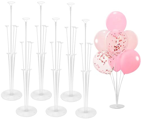 6 Sets Balloon Sticks with Base for Table Balloon Stand Kit Balloon Stands with Base for Floor Balloon Arch Stand with Base Balloon Stands for Table Baby Shower Birthday Wedding Party Decorations