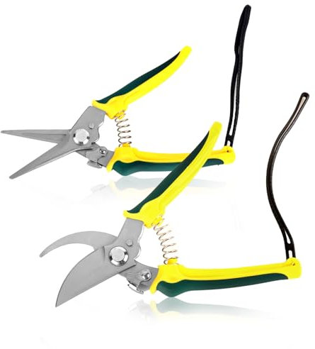 smtfcty Gartenschere 2 Stück Bypass Gartenschere Set,Stahl Rostfrei Baumschere Heavy Duty mit Verriegelungsgriff für Pflanzen, Heckenschere, Gartenwerkzeug