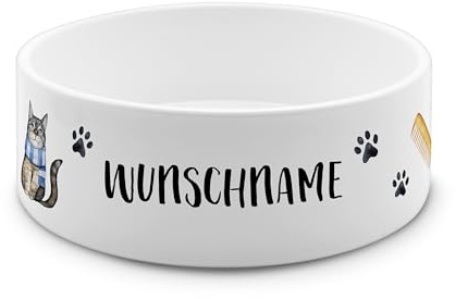 PrintPlanet® - Futternapf mit Name oder Text personalisiert - Für Katzen und kleine Hunde - Napf Hundenapf Katzennapf selbst gestalten - Layout 12