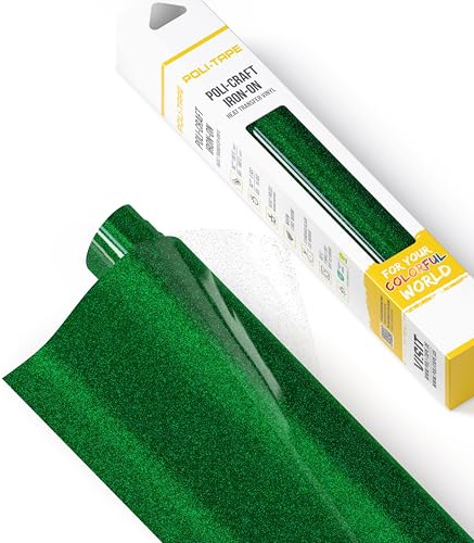 POLI-FLEX® PEARL GLITTER® - glitterfolie för textilier - Värmeöverföringsfilm med glittereffekt för påvärmning, plotterfolie för DIY-kläder, Grön, 30,5 cm x 61 cm