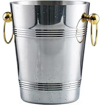 ASHSDI Champagne Bucket Stainless Steel Ice Bucket Thickened Creative Champagne Bucket Cooler Bucket Barrel Drinks and Wine Cooler (Color : Gold, Size : 19 * 23cm)
