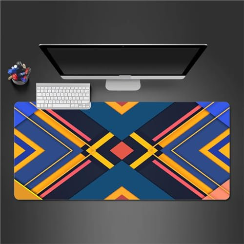 QiHon Gaming Mauspad XXL Blau Gelb Rosa Großes Mauspad Schreibtischauflage mit Vernähte Kanten Einer speziellen Oberfläche verbessert Geschwindigkeit und Präzision 600x400x3mm