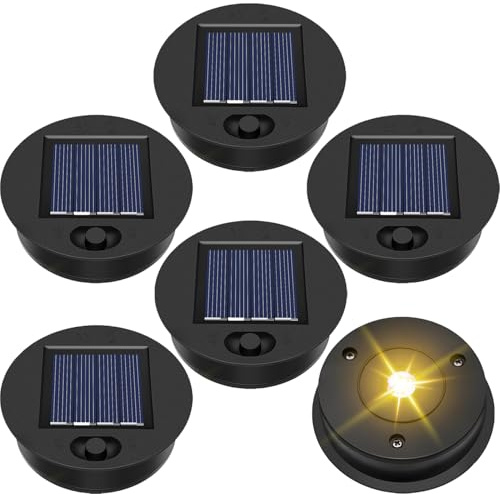 YeahBoom 6 Stück Solarleuchten Ersatzteile,8.5cm Solarleuchten Ersatz Top | Solarpanel Laterne mit Warmweiß Licht,Ersatzteil für Solarlaterne,Solarpanel Laterne Deckel,für Garten Terrasse Beleuchtung