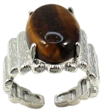 Tesselite Steinringe – Damen-Kristallringe, Naturstein, offene Ringe, ovale Perlenringe, lila Kristall, Rosenquarz, Herren und Mädchen, Party, personalisierter Schmuck, Tigerauge-Stein, Einheitsgröße