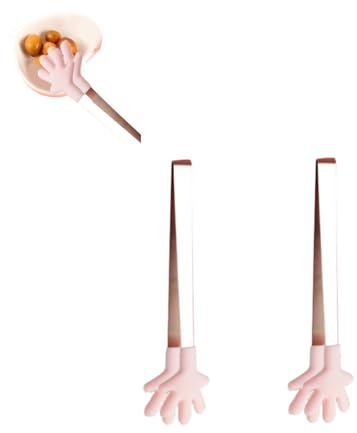 2 Stück Salatzange, Servierzange, Silikonzange, Lebensmittelzange, Gurkenzange, Vorspeisenzange, Snackzange, Zuckerzange, Fingerzange für Eiswürfelfrüchte (Rosa Palmenform)