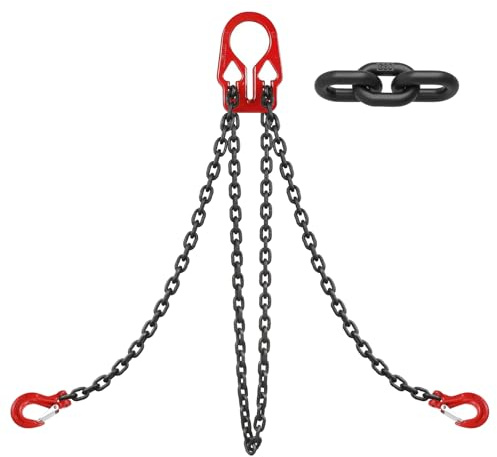 Heavy Duty Lifting Chains with Adjustable Hooks, 5/16 Inch x 10 Ft, Dual Leg Chain Maximum Load 7000lbs, Suitable for Cranes, Truck Towing