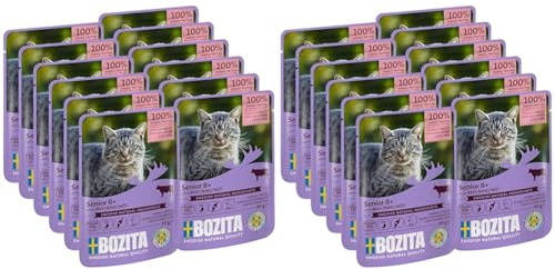 Bozita Nassfutter Senior 8+ Rind Häppchen in Sauce im Portionsbeutel 12x85g Getreidefreie Katzenfutter Nassfutter (Packung mit 2)