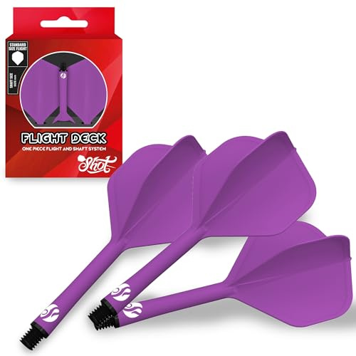 Shot! Darts Flight Deck One Piece Dart Flight and Shaft System, Reduced Deflections, Standard Shaped Flight (350 Micron) Available in Set of 3