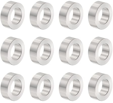 QUARKZMAN 12 Stück Aluminium-Abstandshalter 12mm Bohrung x 20mm Außendurchmesser x 8mm Länge Schraubenbuchse Blanko-Finish Runder Metall-Distanzhülsen für M12 Schrauben und Stangen