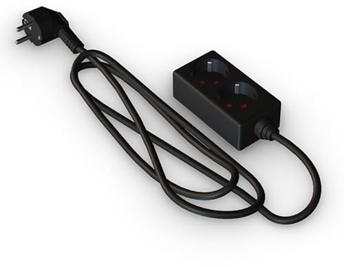 2-Fach Steckdosenleiste ohne Schalter 3m 3G 1,5mm² schwarz - Ideal zum Anschluss mehrerer elektrischer Geräte