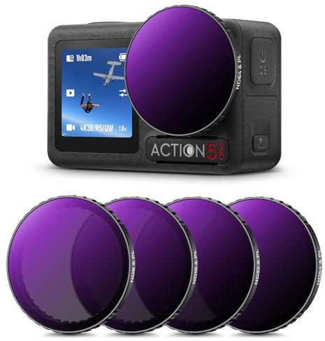 K&F Concept ND Filtersets, Push-in Filter ND8&PL+ND16&PL+ND32&PL+ND64&PL Filter kompatibel mit DJI Osmo Action 5 PRO/Action 4, Polarisierende Neutral Density HD Glass