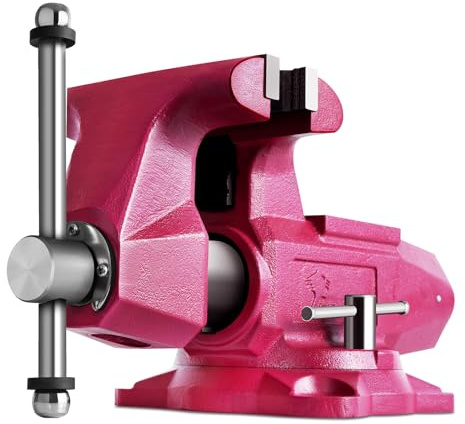 Forward Round Bench Vise 6 Inch Heavy Duty, 1760 Economic Industrial Vice with 360° Swivel Base, 6 Jaw Width, 7 Max Jaw Opening, 4 Throat Depth 72,000PSI Ductile Iron