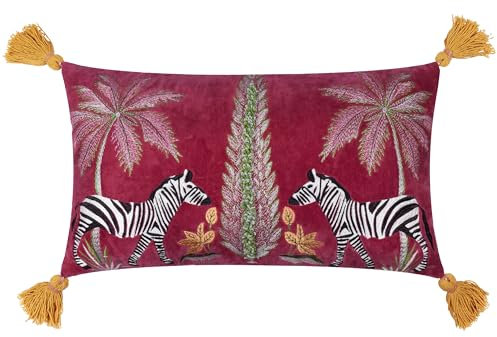 Wylder Tropics Kalahari Embroidered Velvet Cushion Cover - Multicolour - 30x50cm