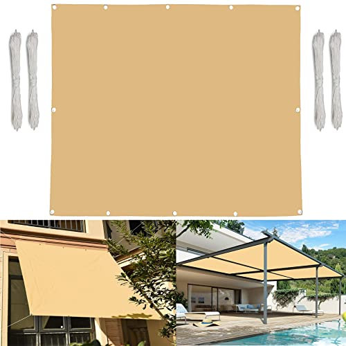 Pali per vela ombreggiante, 1,7 x 8 m, con tessuto traspirante di protezione UV, color antracite, per patio, giardino, cortile, pergola, color crema
