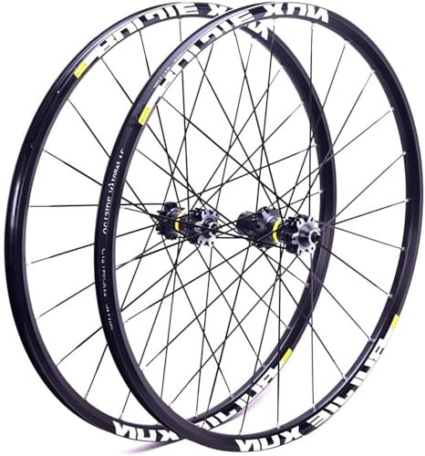 NZVZGKTNTW MTB Bicycle Wheelset, Mountain Bike Front Rear Wheels Set 26 27.5 29 Double Layer Alloy Rim Sealed Bearing, QR 8-11 Speed Cassette Carbon Hub Disc Brake 6 Bolts(Black,26inch)